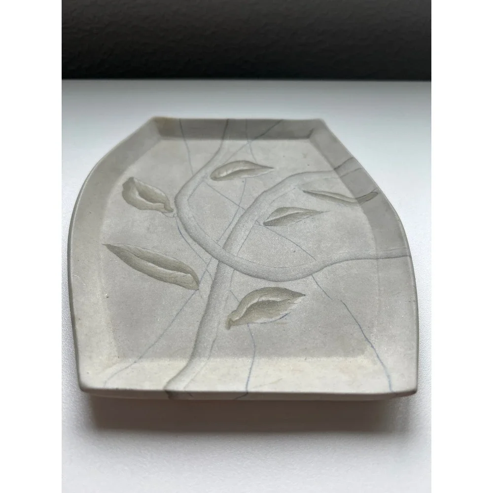 Handmade Ceramic Tray Willow 2000 Leaf Design Decorative Dish Art Piece